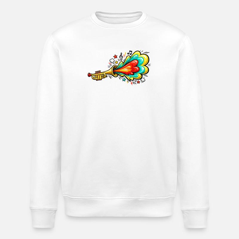 Bunte Trompete Farbexplosion - Stanley/Stella Unisex Bio-Sweatshirt ROLLER - Weiß