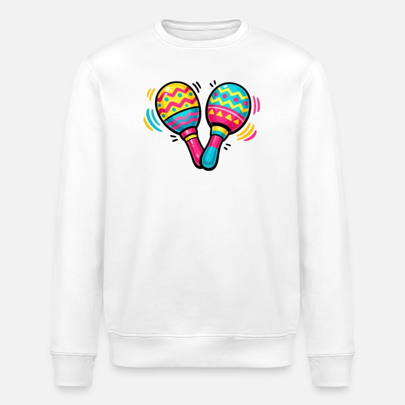 Bunte Tamburin Rhythmus - Stanley/Stella Unisex Bio-Sweatshirt ROLLER - Weiß