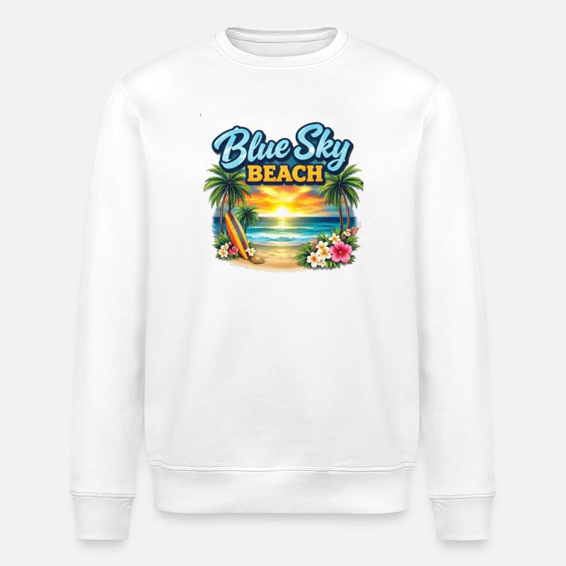 Blue Sky Beach Sonnenuntergang - Stanley/Stella Unisex Bio-Sweatshirt ROLLER - Weiß