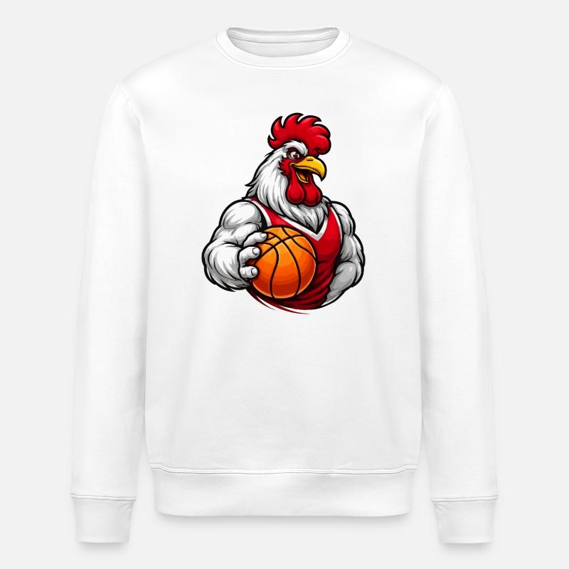 Basketball Huhn Mascot - Stanley/Stella Unisex Bio-Sweatshirt ROLLER - Weiß