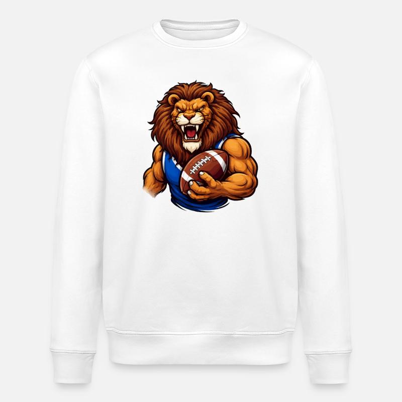 Löwe Football Maskottchen - Stanley/Stella Unisex Bio-Sweatshirt ROLLER - Weiß