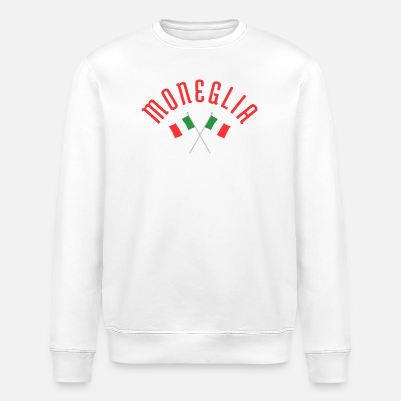Moneglia Italian Flags Crossed Emblem - Stanley/Stella ROLLER Unisex Organic Sweatshirt - white