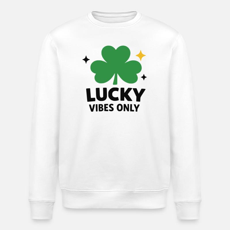 Nur Lucky Vibes - Stanley/Stella Unisex Bio-Sweatshirt ROLLER - Weiß