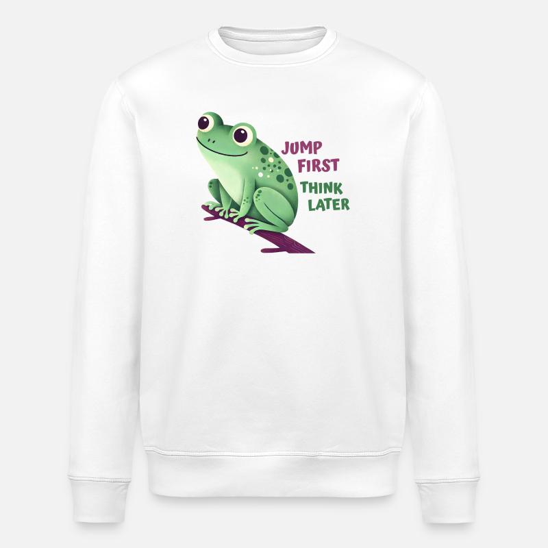 Frosch mit Zitat - Stanley/Stella Unisex Bio-Sweatshirt ROLLER - Weiß