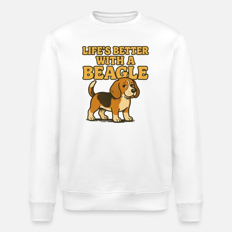 Beagle Life Better With A Beagle - Stanley/Stella ROLLER Unisex Organic Sweatshirt - white