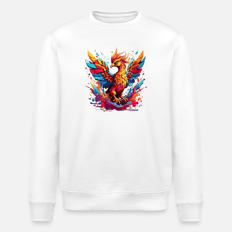 Feuerphönix Farbexplosion - Stanley/Stella Unisex Bio-Sweatshirt ROLLER - Weiß