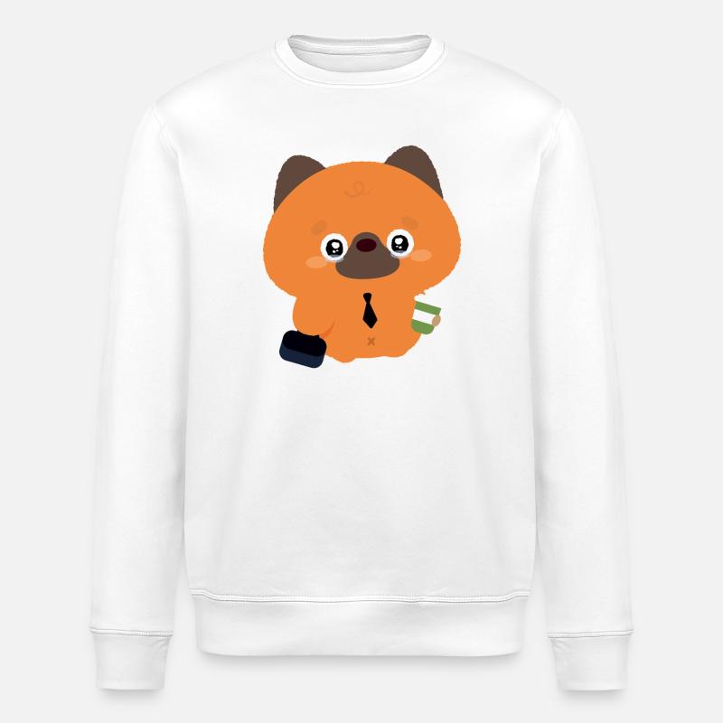Kawaii müder Deutscher Schäferhund - Stanley/Stella Unisex Bio-Sweatshirt ROLLER - Weiß