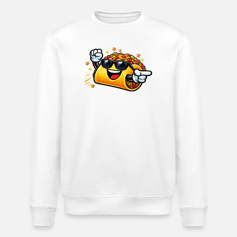 Cooler Taco mit Sonnenbrille - Stanley/Stella Unisex Bio-Sweatshirt ROLLER - Weiß