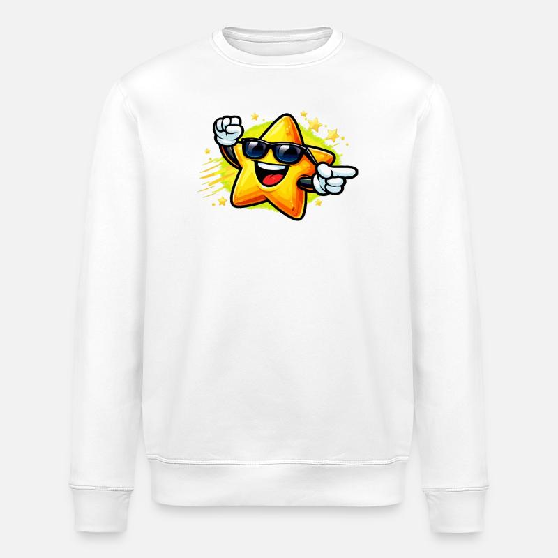Sunny Star mit Sonnenbrille - Stanley/Stella Unisex Bio-Sweatshirt ROLLER - Weiß