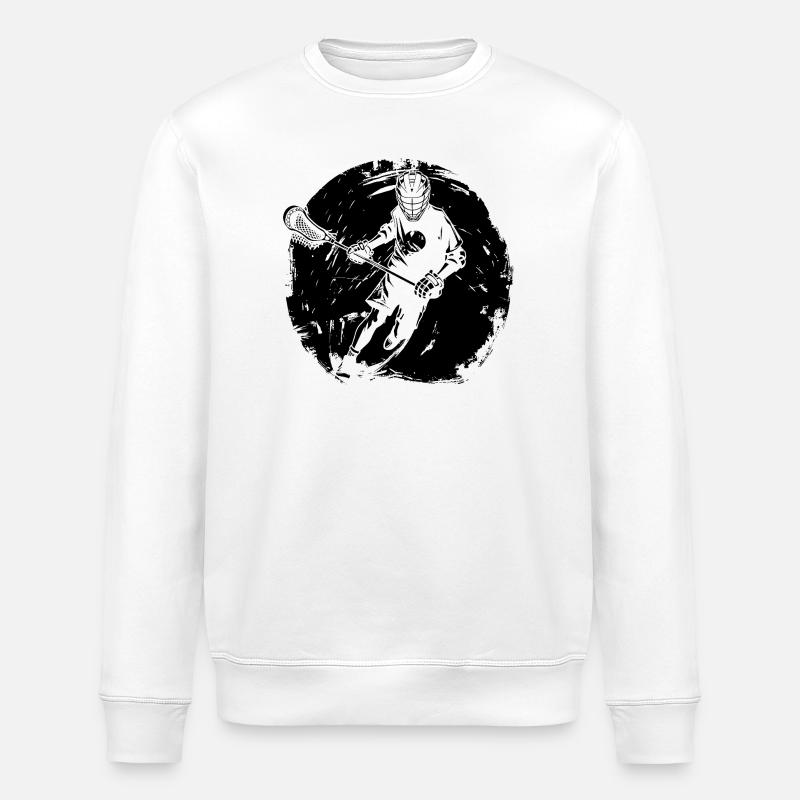 Lacrosse Player Drawing - Stanley/Stella ROLLER Unisex Organic Sweatshirt - white