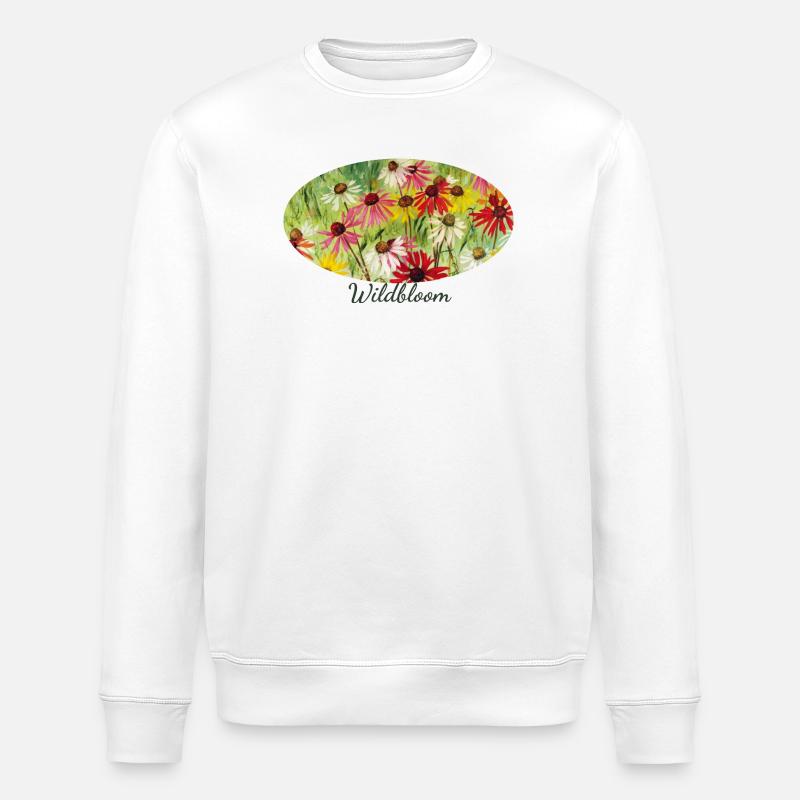 Wildblüte – Buntes Echinacea-Wiesenfragment - Stanley/Stella Unisex Bio-Sweatshirt ROLLER - Weiß