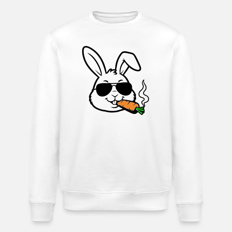 Hase Brille Karotte Comic - Stanley/Stella Unisex Bio-Sweatshirt ROLLER - Weiß