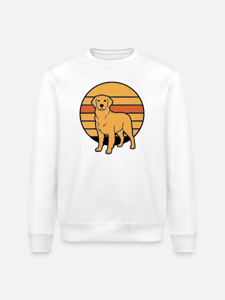 Dog Retriever Retro Sunset - Stanley/Stella ROLLER Unisex Organic Sweatshirt - white
