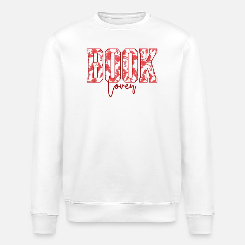Book Lover Blumen Schrift - Stanley/Stella Unisex Bio-Sweatshirt ROLLER - Weiß