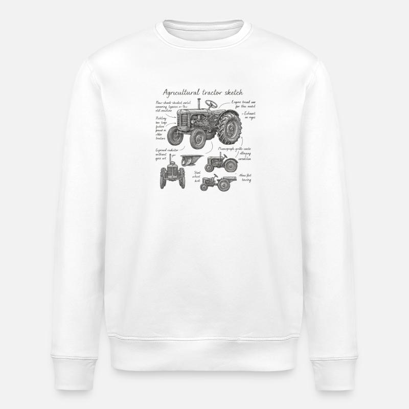 Landwirtschaftlicher Traktor Skizze - Stanley/Stella Unisex Bio-Sweatshirt ROLLER - Weiß