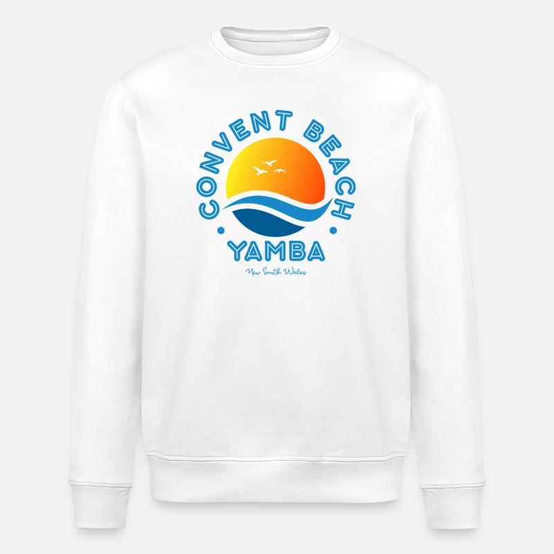 Convent Beach Yamba Sonnenuntergang - Stanley/Stella Unisex Bio-Sweatshirt ROLLER - Weiß