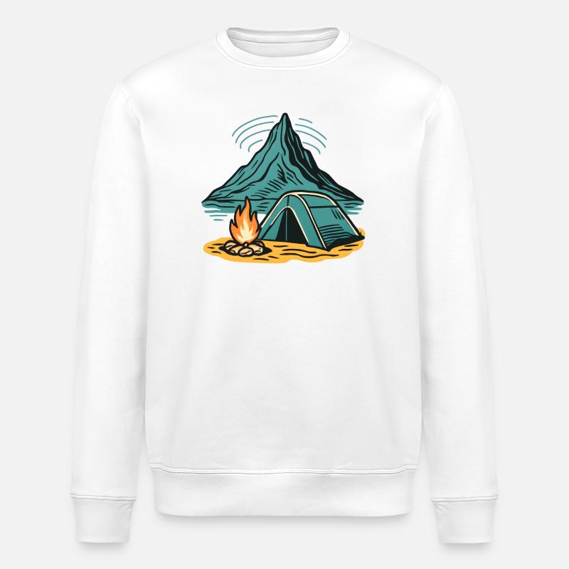 Mountain camping firelight - Stanley/Stella ROLLER Unisex Organic Sweatshirt - white