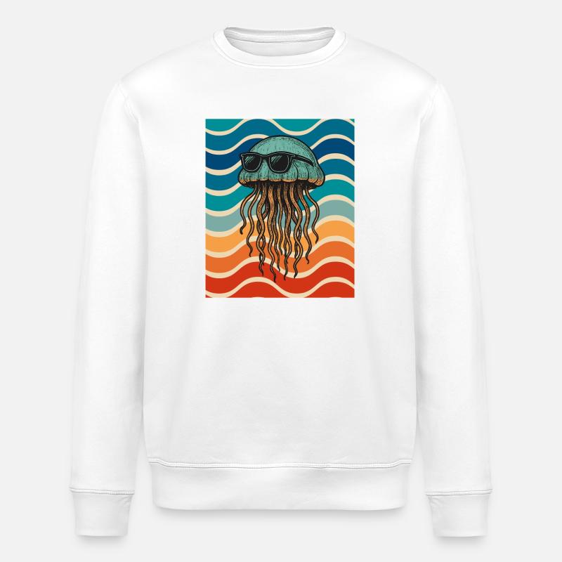 Strandjellyfish mit Sonnenbrille - Stanley/Stella Unisex Bio-Sweatshirt ROLLER - Weiß