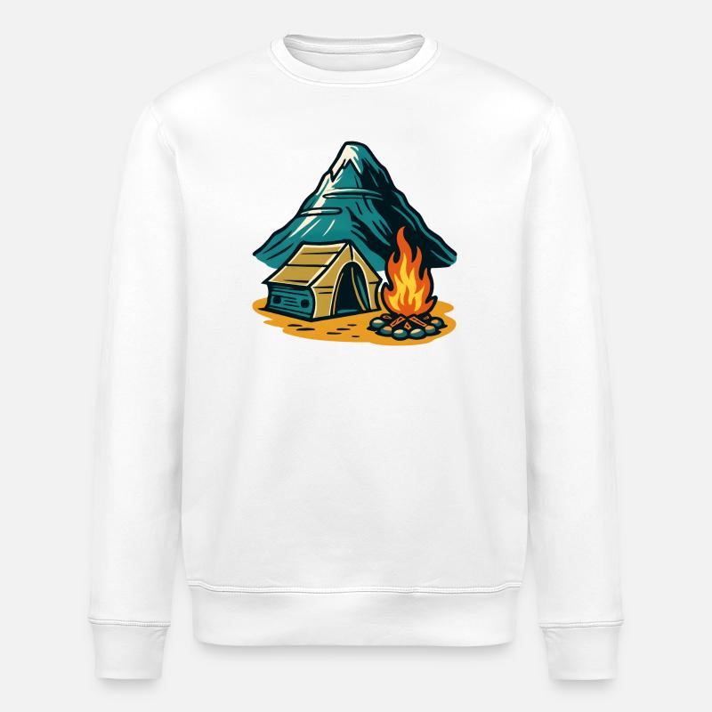 Mountain camping fire pit - Stanley/Stella ROLLER Unisex Organic Sweatshirt - white