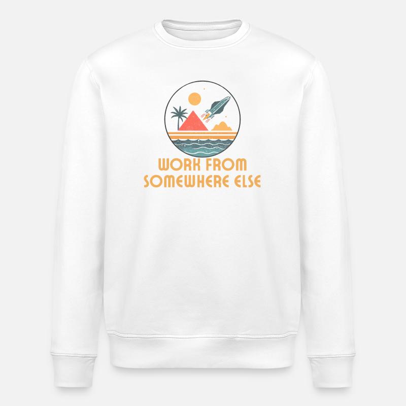 Working from anywhere – retro journey - Stanley/Stella ROLLER Unisex Organic Sweatshirt - white