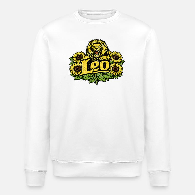 Löwe Sonnenblumenwappen - Stanley/Stella Unisex Bio-Sweatshirt ROLLER - Weiß