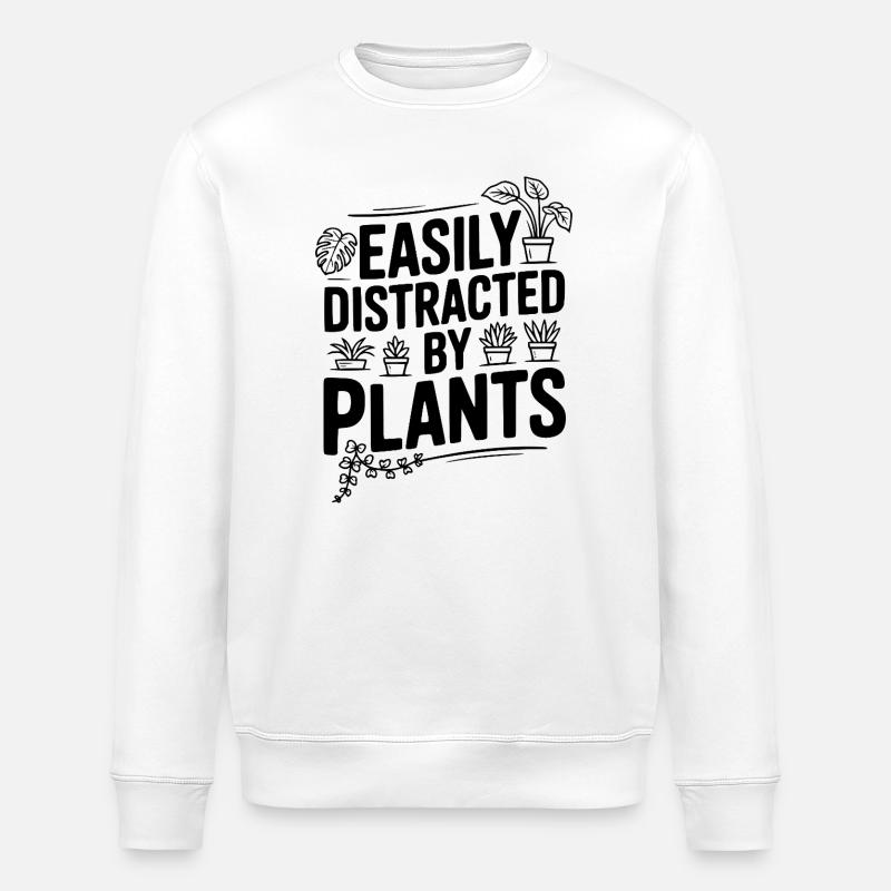Facilement distrait par les plantes - Sweat bio ROLLER Stanley/Stella Unisexe - blanc