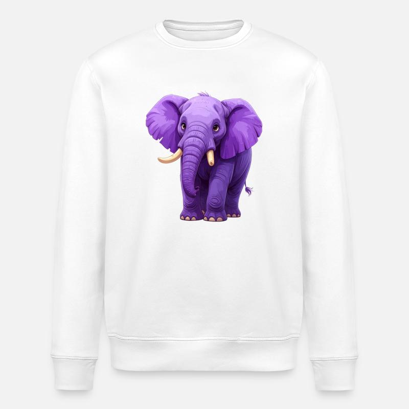 éléphant violet - Sweat bio ROLLER Stanley/Stella Unisexe - blanc