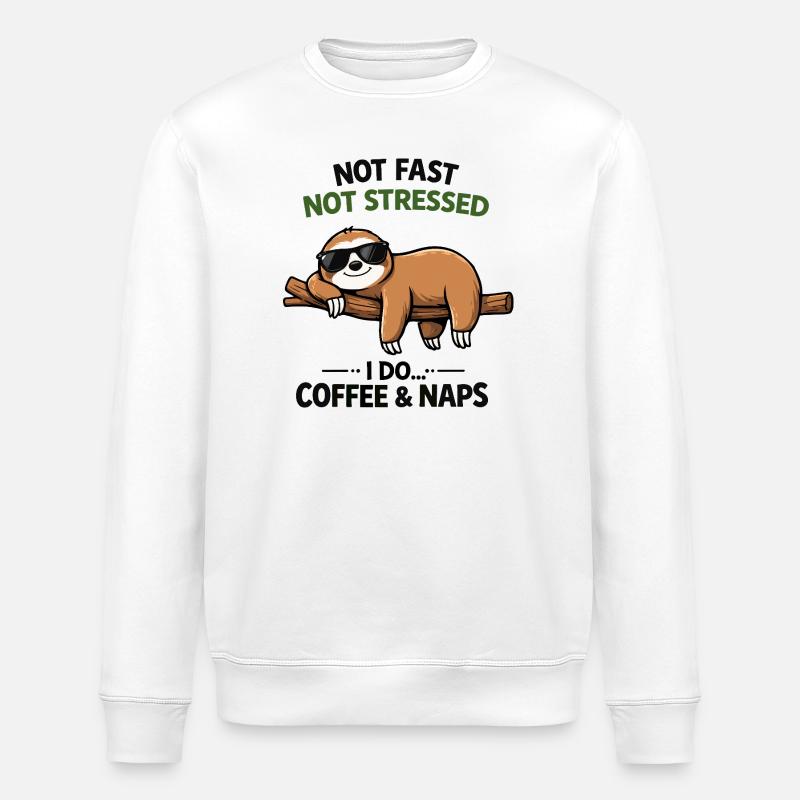 Chill Sloth Kaffee & Nickerchen - Stanley/Stella Unisex Bio-Sweatshirt ROLLER - Weiß