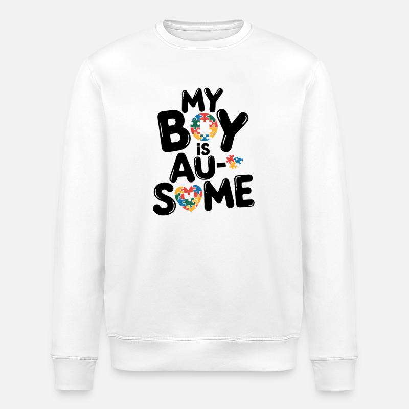 Regenbogen Puzzleherz Kreis Autism Awareness - Stanley/Stella Unisex Bio-Sweatshirt ROLLER - Weiß