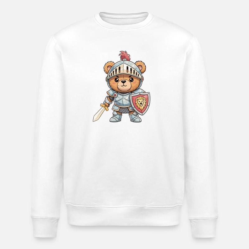 Ritterbär im Panzer - Stanley/Stella Unisex Bio-Sweatshirt ROLLER - Weiß