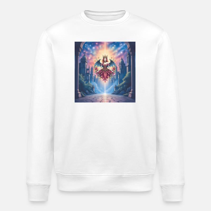 Winged Queen in Celestial Portal - Stanley/Stella ROLLER Unisex Organic Sweatshirt - white