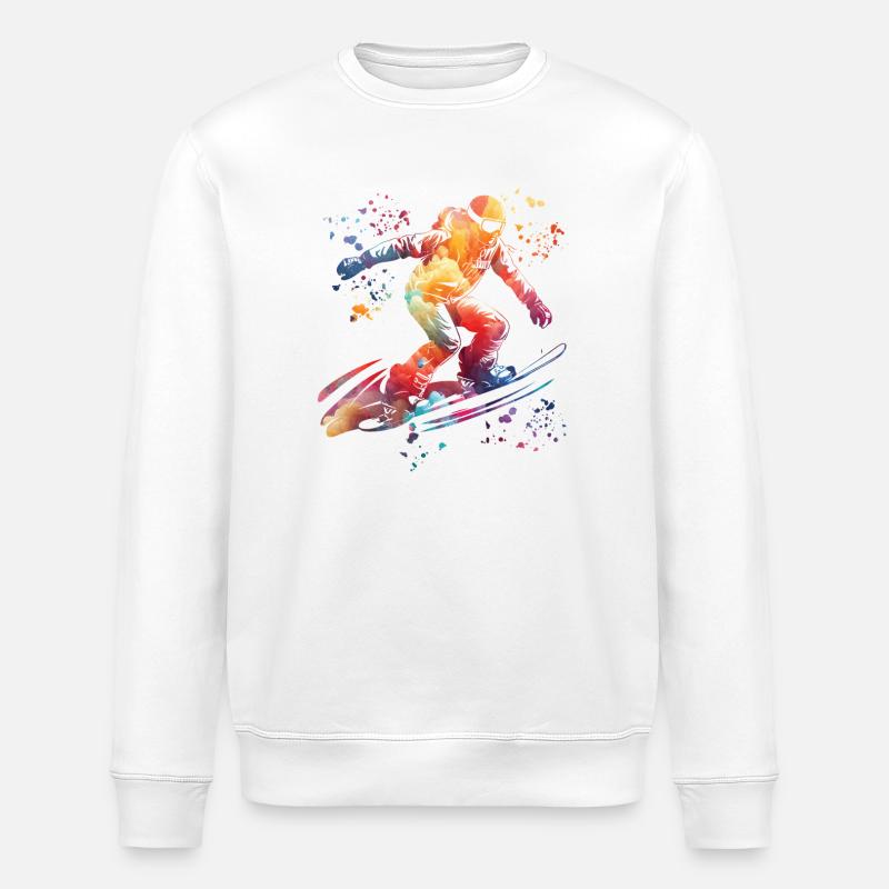 Snowboarder Snowboarding Snowboard - Stanley/Stella ROLLER Unisex Organic Sweatshirt - white