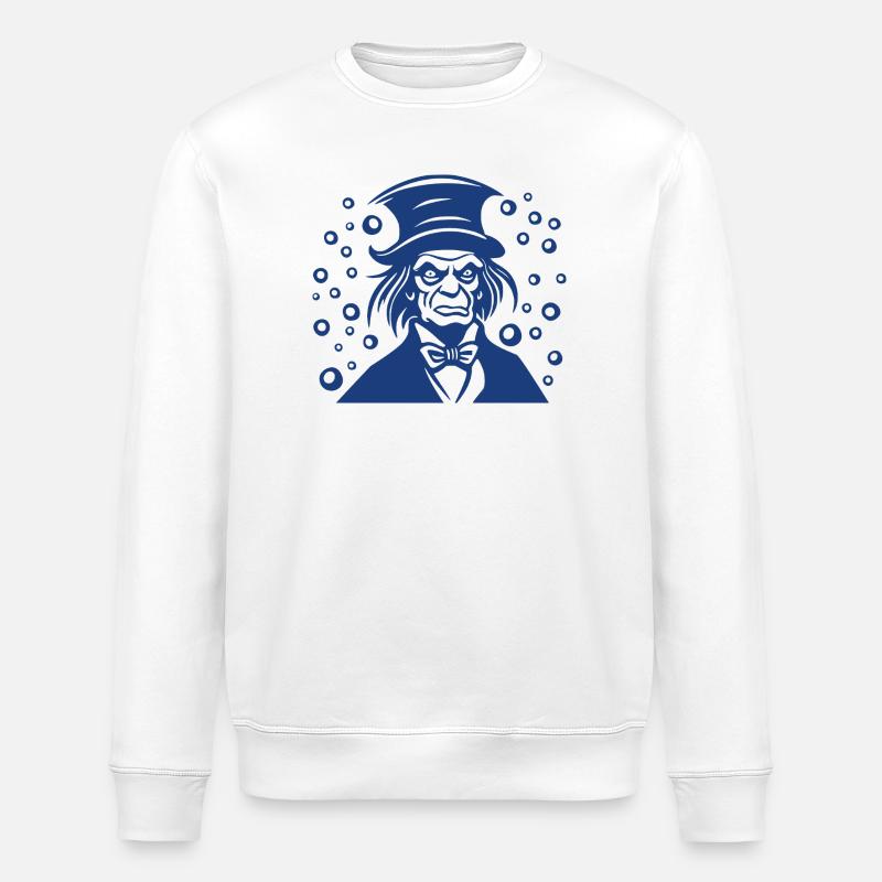 Ebenezer Scrooge Flat Portrait Graphic - Stanley/Stella ROLLER Unisex Organic Sweatshirt - white