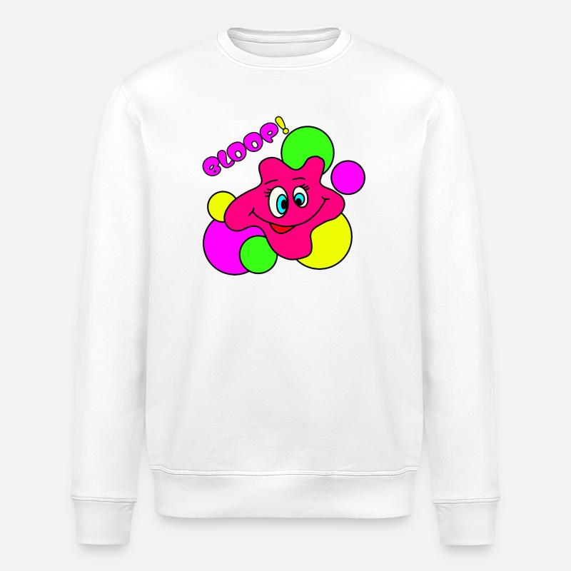 BLOOP! Funny Neon Pop Art Blobs Character - Stanley/Stella ROLLER Unisex Organic Sweatshirt - white