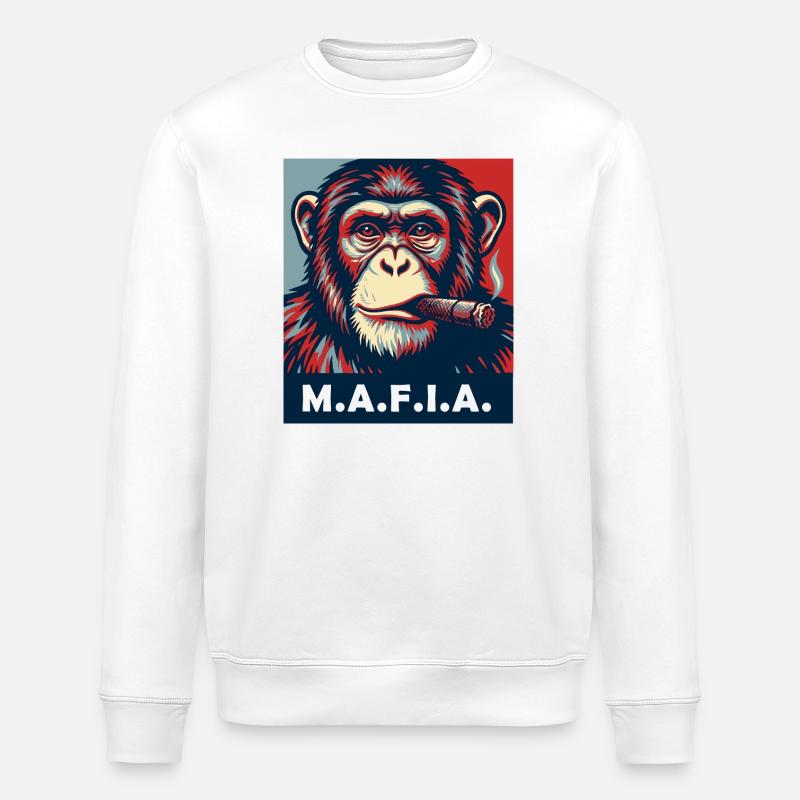 Pop Art Chimp with Cigar - Stanley/Stella ROLLER Unisex Organic Sweatshirt - white