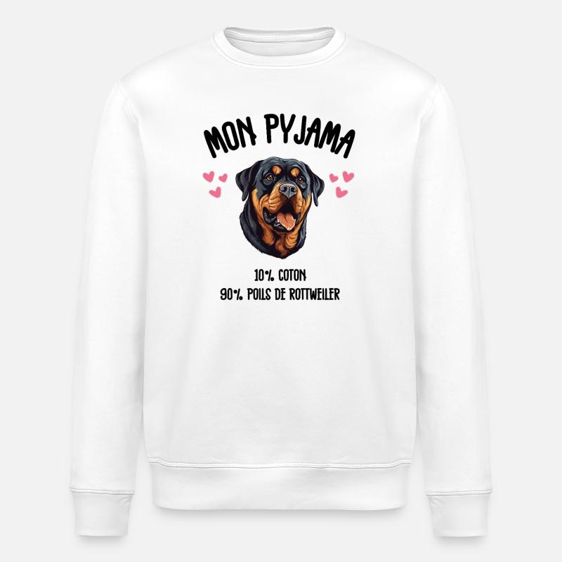 Pyjama Chien Rottweiler Drôle  - Sweat bio ROLLER Stanley/Stella Unisexe - blanc