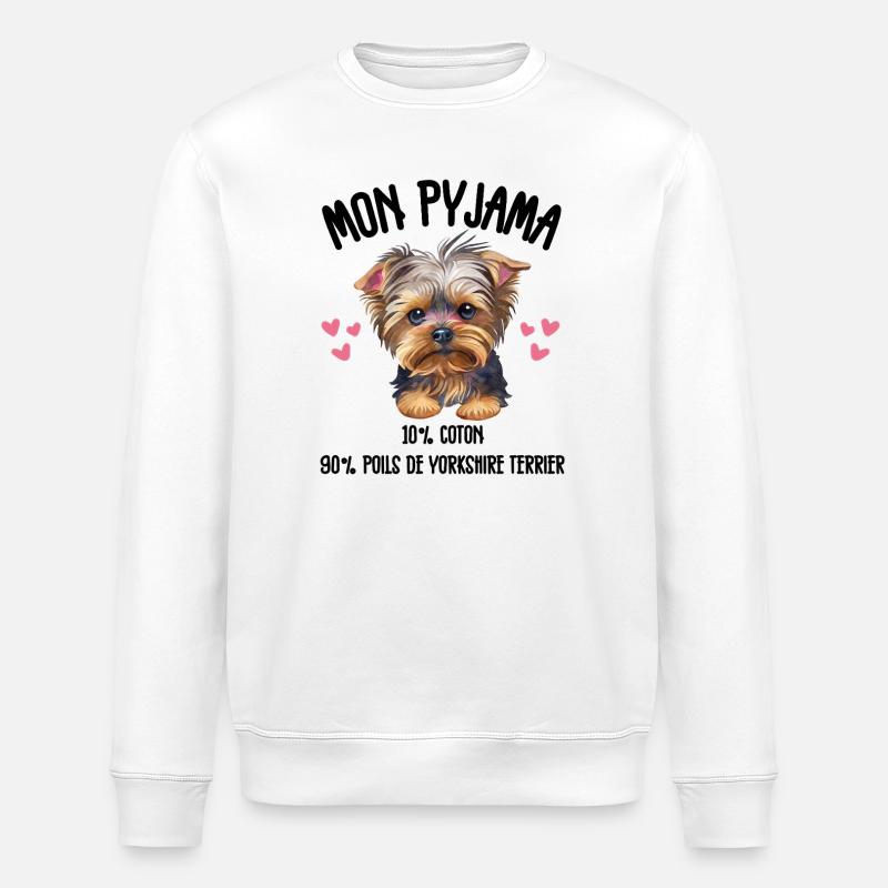 Pyjama Chien Yorkshire Drôle - Sweat bio ROLLER Stanley/Stella Unisexe - blanc