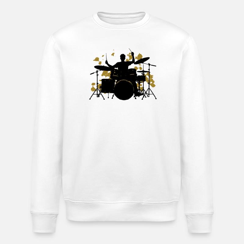 Drummer Drum Gift for Drummer - Stanley/Stella ROLLER Unisex Organic Sweatshirt - white