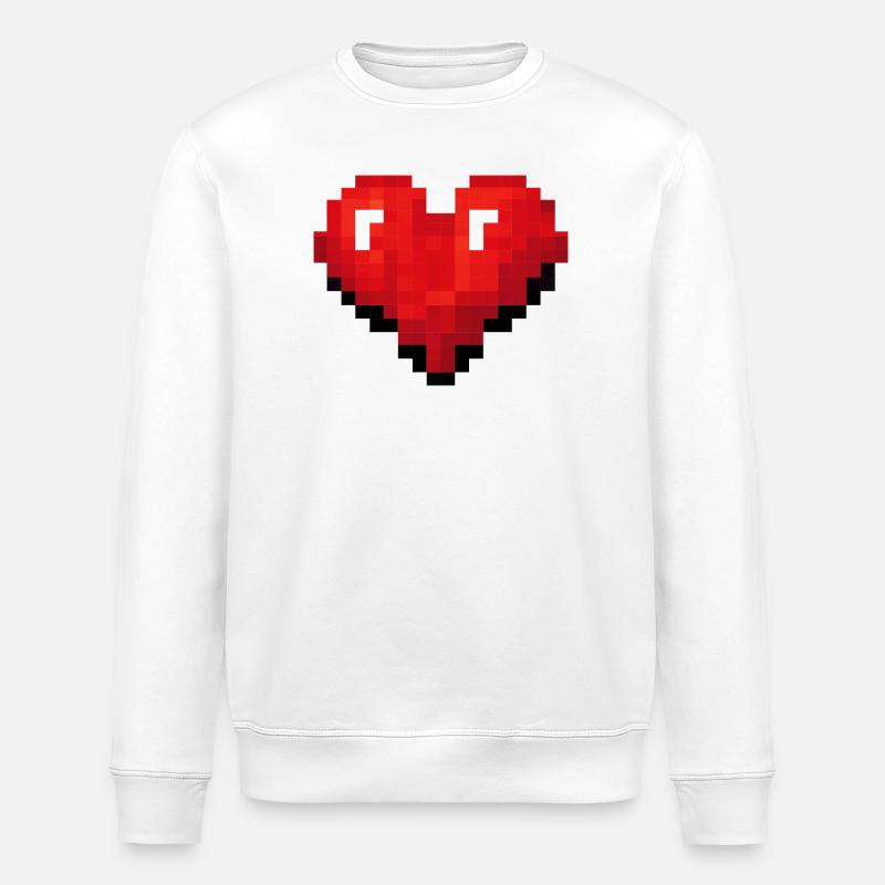 Cœur pixel rétro jeu vidéo - Sweat bio ROLLER Stanley/Stella Unisexe - blanc