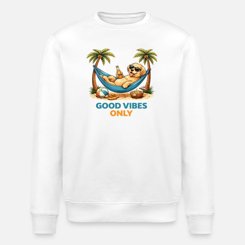 Hvalp i hængekøje – Chill mode - Stanley/Stella økologisk unisex-sweatshirt ROLLER - hvid