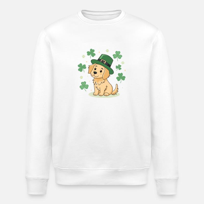 Petit Labrador Chien Leprechaun Trèfles - Sweat bio ROLLER Stanley/Stella Unisexe - blanc