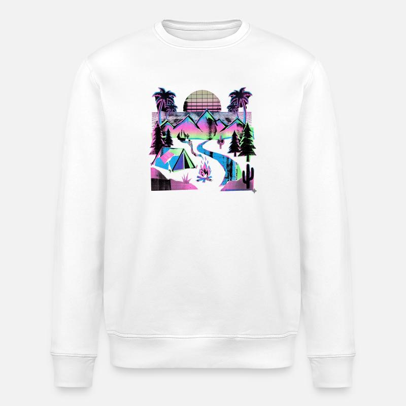 Retro Wave Camper - Stanley/Stella ROLLER Unisex Organic Sweatshirt - white