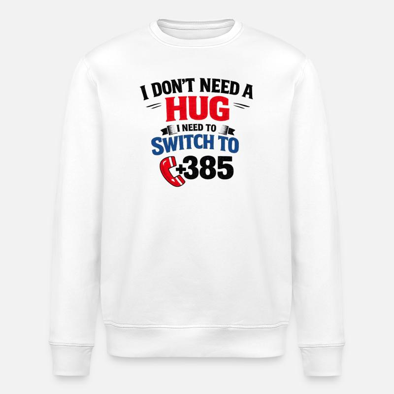 No hug, call number 385 - Stanley/Stella ROLLER Unisex Organic Sweatshirt - white