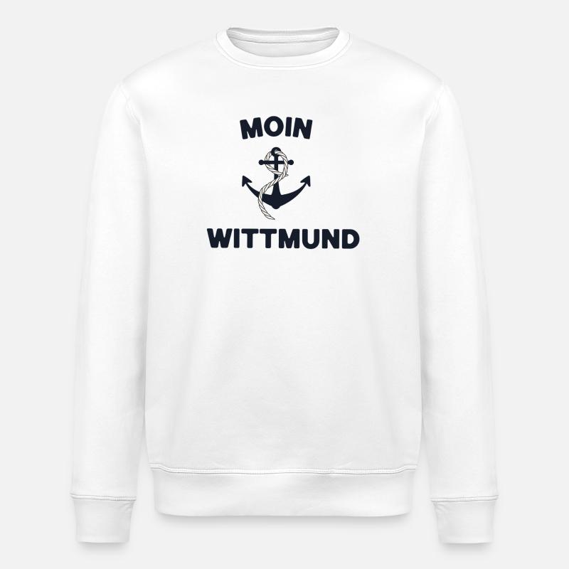 Moin Wittmund – Maritimes Anker-Design - Stanley/Stella Unisex Bio-Sweatshirt ROLLER - Weiß