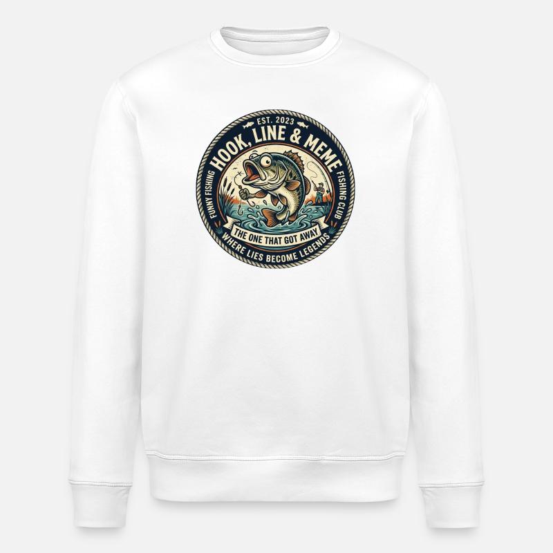 Line & Hook Legends Patch, lustiges Angeln - Stanley/Stella Unisex Bio-Sweatshirt ROLLER - Weiß