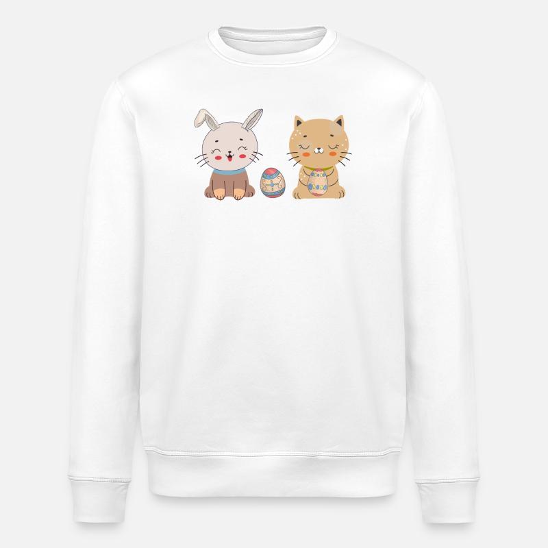 Cute Cats Easter - Stanley/Stella ROLLER Unisex Organic Sweatshirt - white