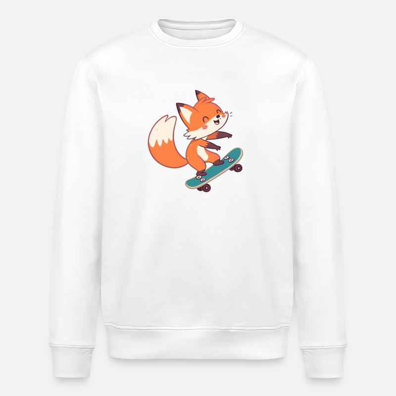Fox skateboarder on skateboard - Stanley/Stella ROLLER Unisex Organic Sweatshirt - white
