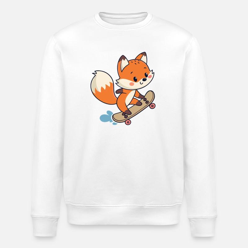 Urban Skateboarder Fox - Stanley/Stella Unisex Bio-Sweatshirt ROLLER - Weiß