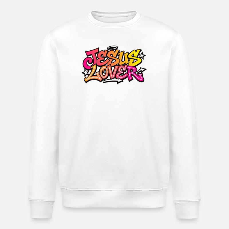 Jesus Lover Neon Grafik - Stanley/Stella Unisex Bio-Sweatshirt ROLLER - Weiß