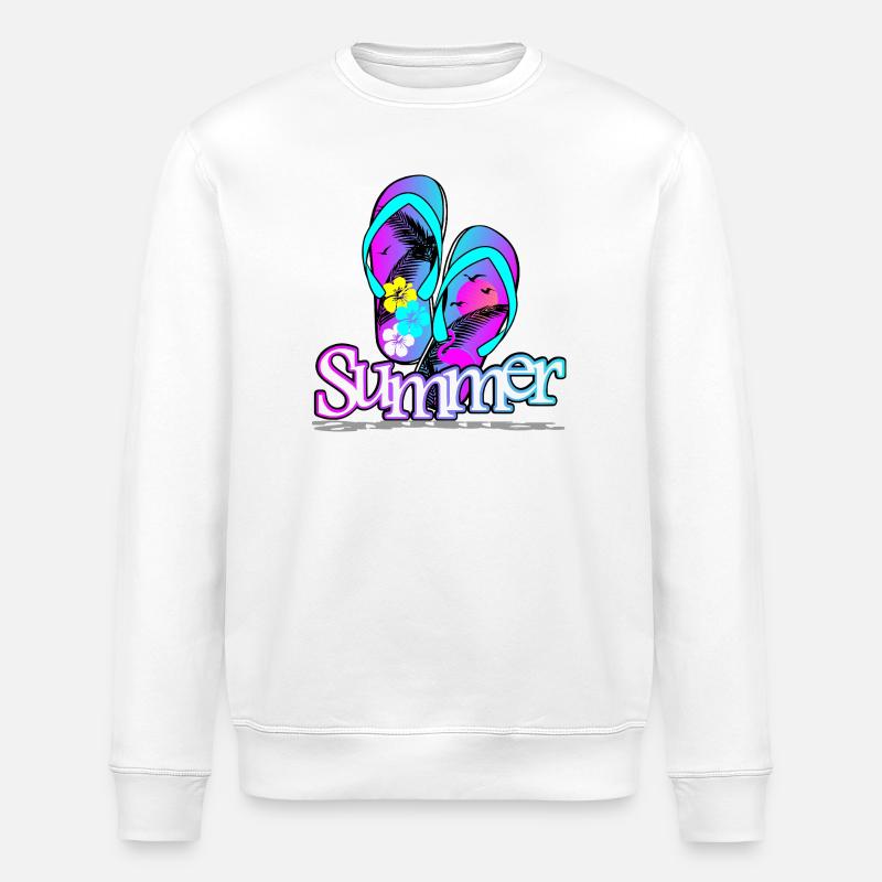 Summer Flip Flop - Stanley/Stella ROLLER Unisex Organic Sweatshirt - white